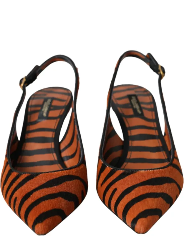 Zebra Leather Slingbacks