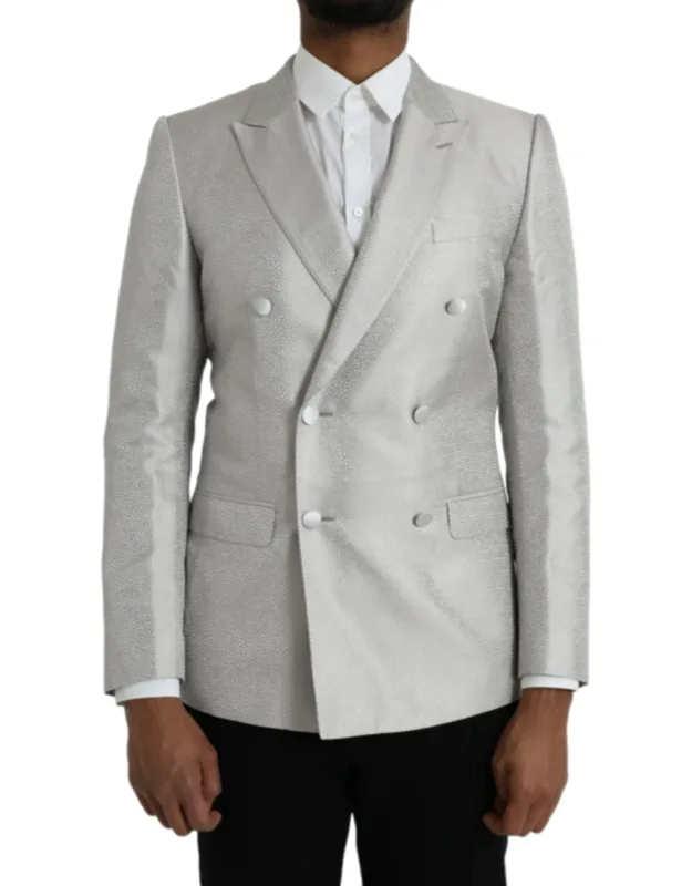 Off White Martini Double Breasted Coat Blazer Silk Clothing