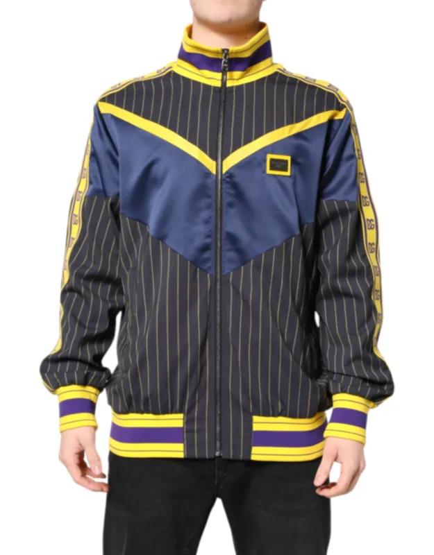 Striped Logo Full Zip Bomber Jacket