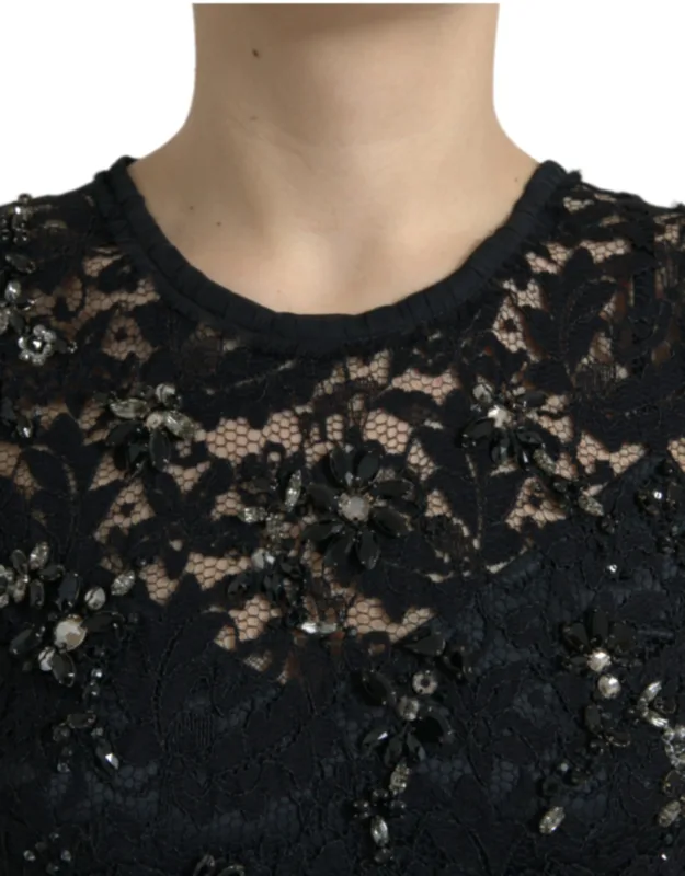 Floral Lace Crystal Sheath Dress