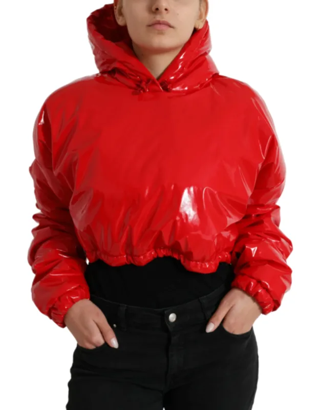 Shiny Hooded Cropped Short Coat
