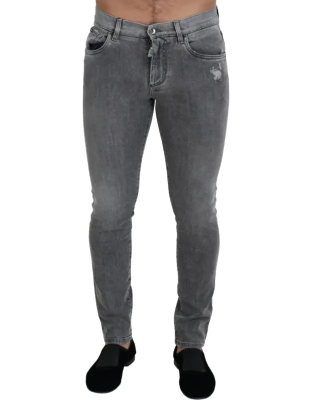 Washed Cotton Skinny Denim Jeans