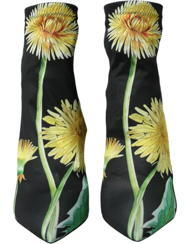 Floral Jersey Stretch Ankle Boots