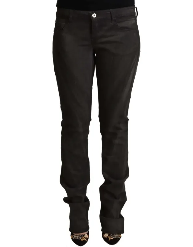 Black Cotton Mid Waist Skinny Pants