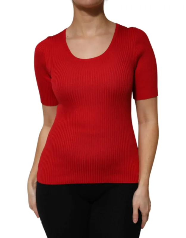 Round Neck Short Sleeve Pullover Top Silk