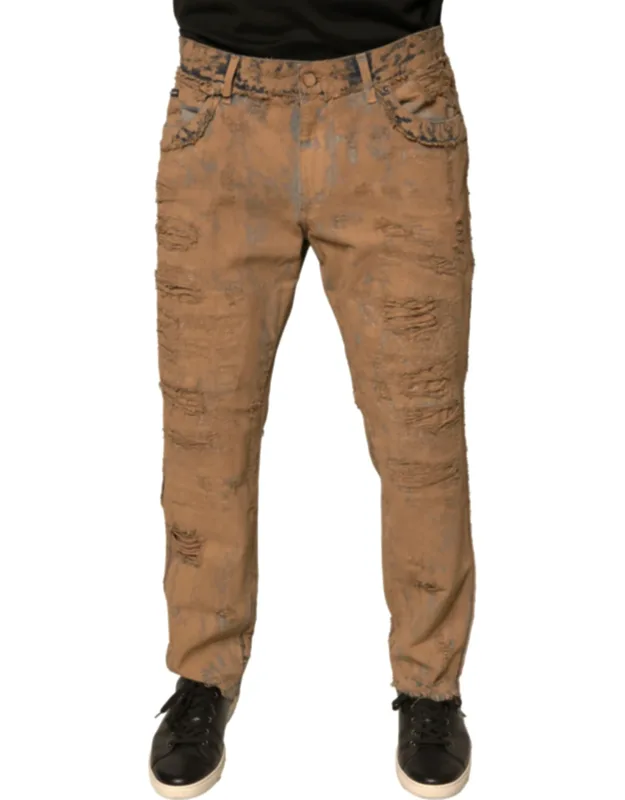 Tattered Cotton Skinny Denim Jeans