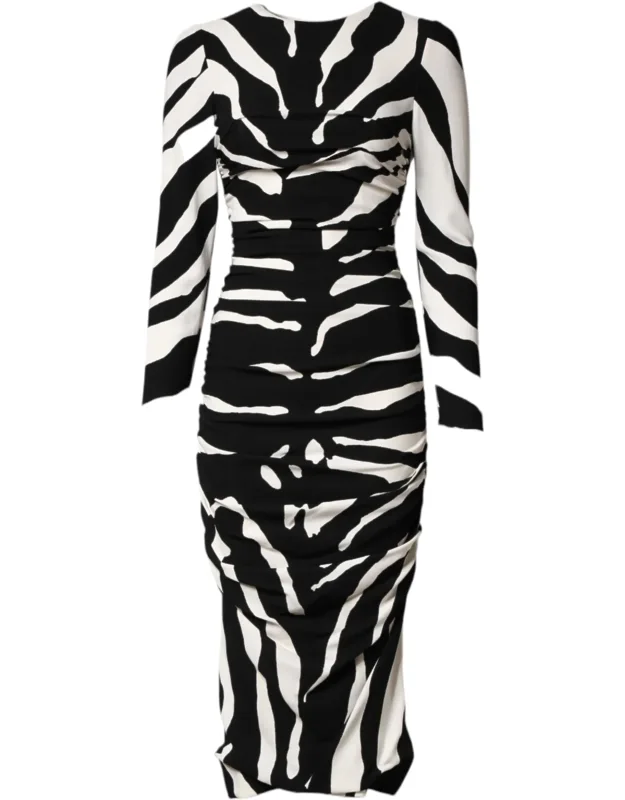 Zebra Viscose Sheath Midi Dress