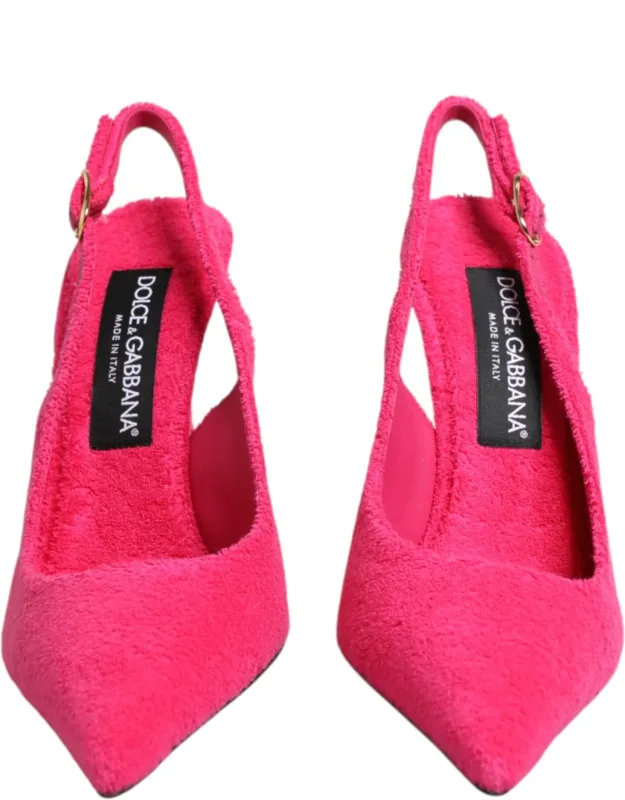 Terry Cloth High Heels Slingback Shoes