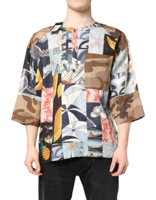 Multicolor Patchwork Short Sleeve Shirt