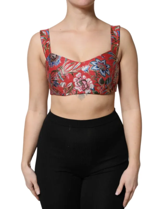 Floral Brocade Cropped Bustier Corset Top