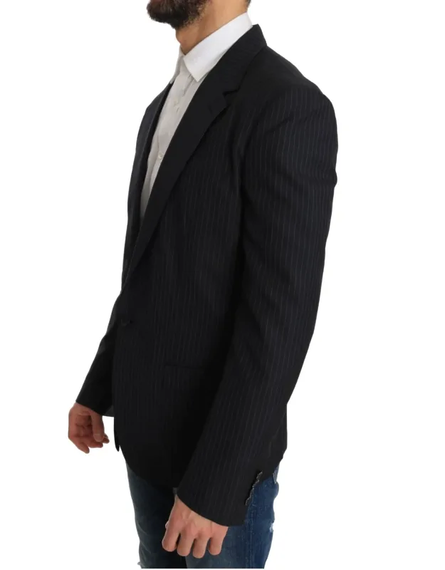 Striped Wool Jacket Coat Slim Blazer