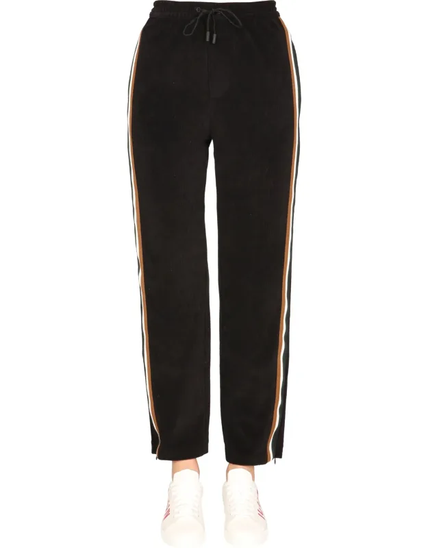 "corduroy Trousers With Elastic Waist And Coulisse Logo"
