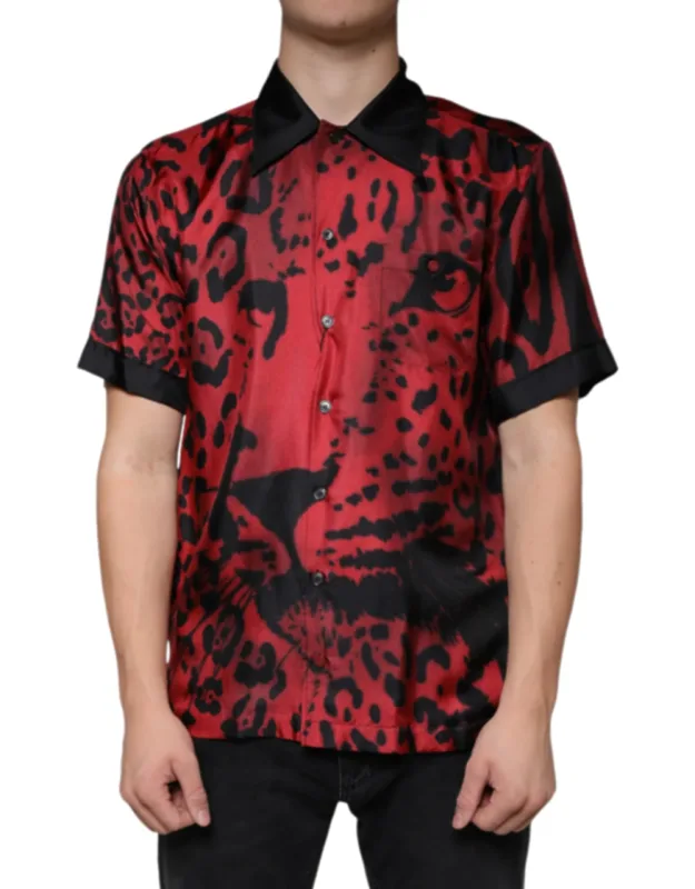 Leopard Silk Button Down Casual Shirt