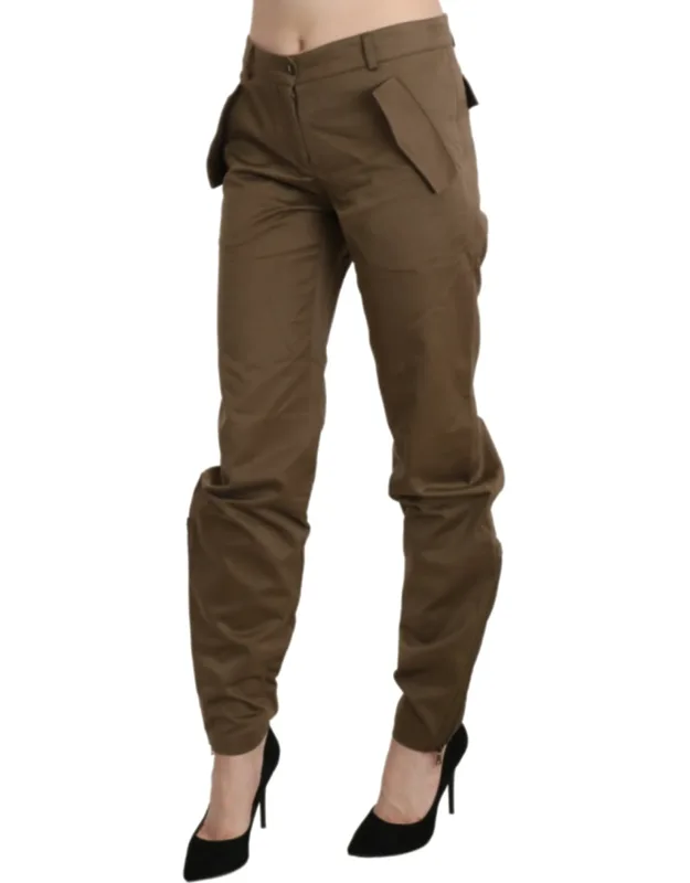 Mid Waist Straight Cotton Pants