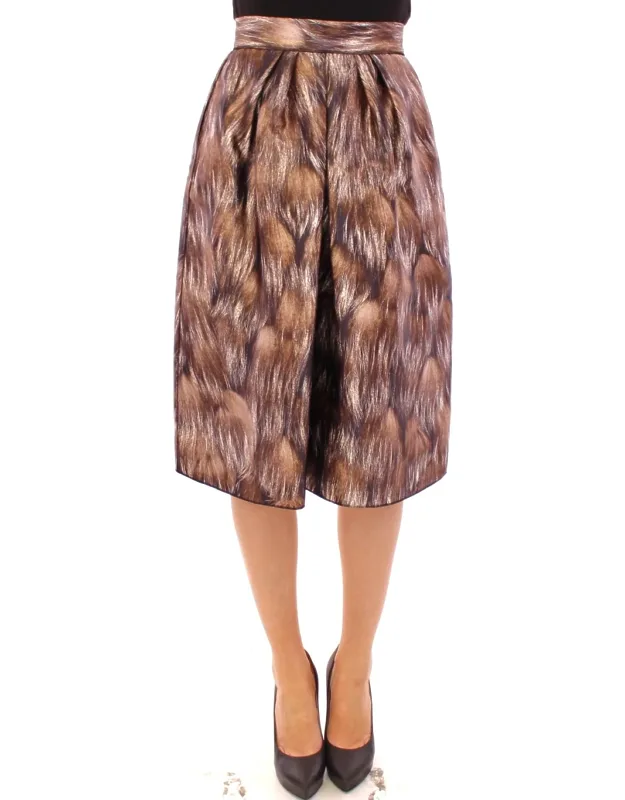 Floral Silk Straight Full Skirt
