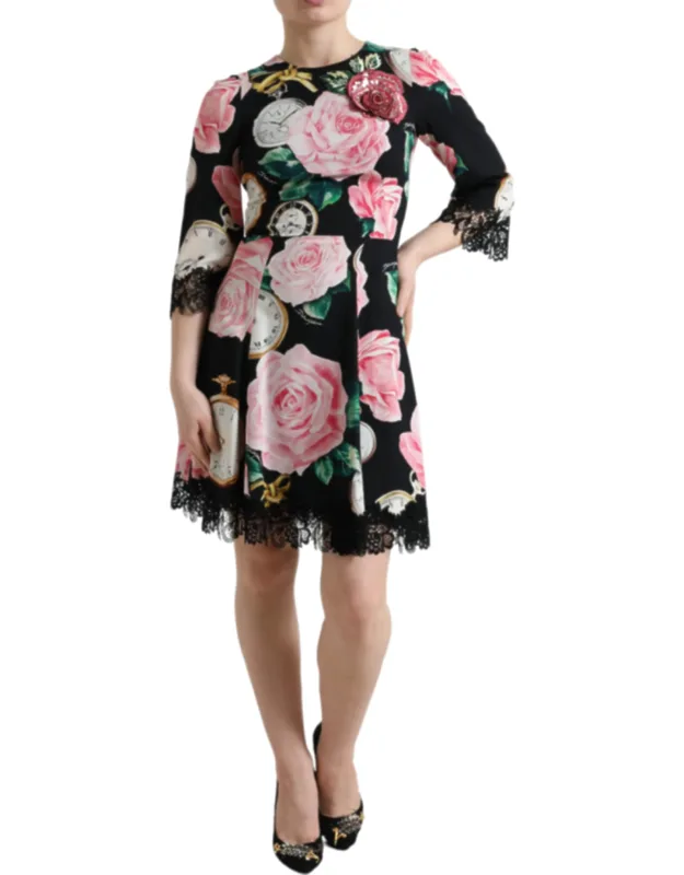 Floral Embellished Lace A-line Dress