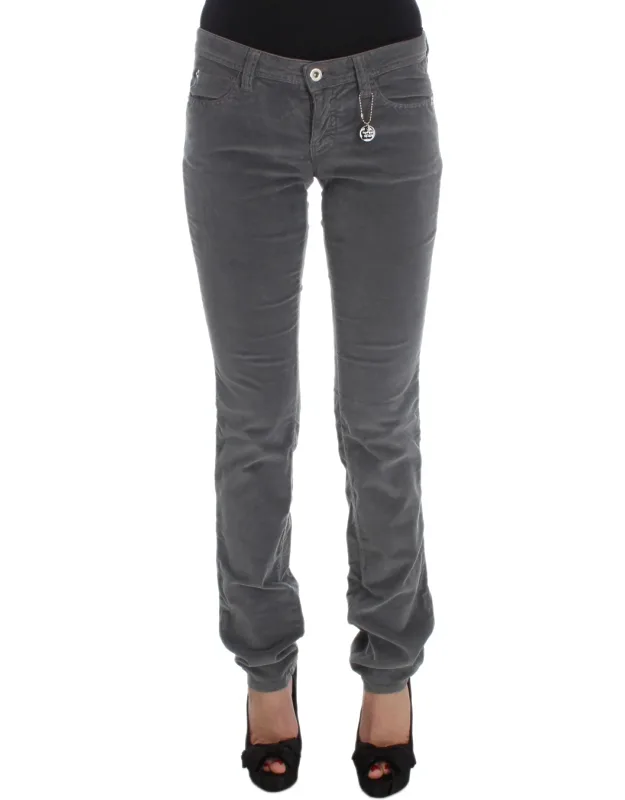 Gray Cotton Super Slim Corduroys
