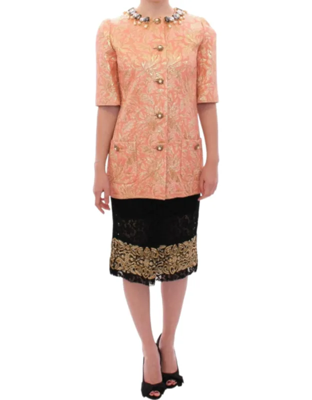 Silk Brocade Crystal Jacket Coat