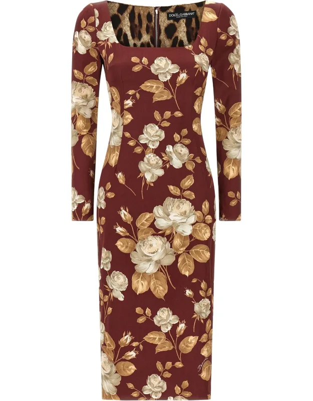 Multicolor Elastane Midi Dress