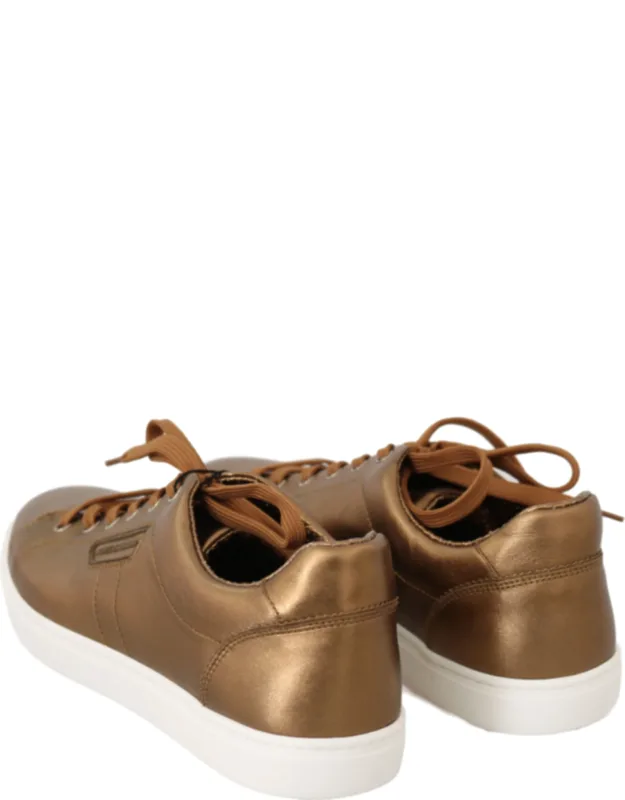 Gold Leather Casual Sneakers