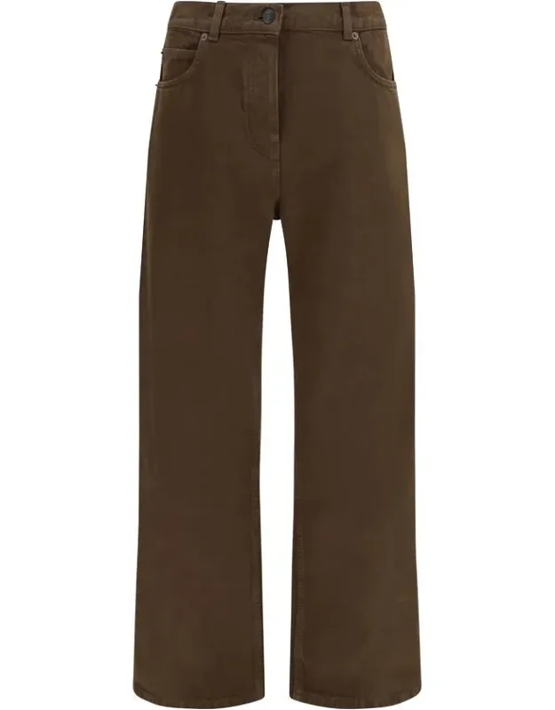 Brown Cotton Straight-leg Jeans