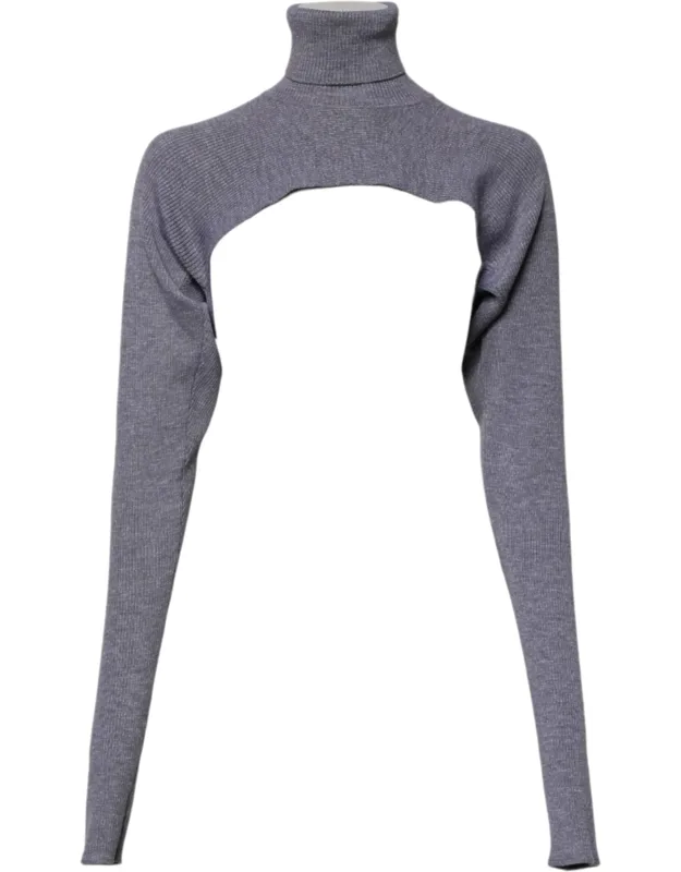 Wool Knit Turtleneck Cropped Sweater