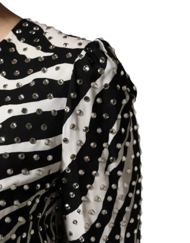 Zebra Rhinestones Mini Dress