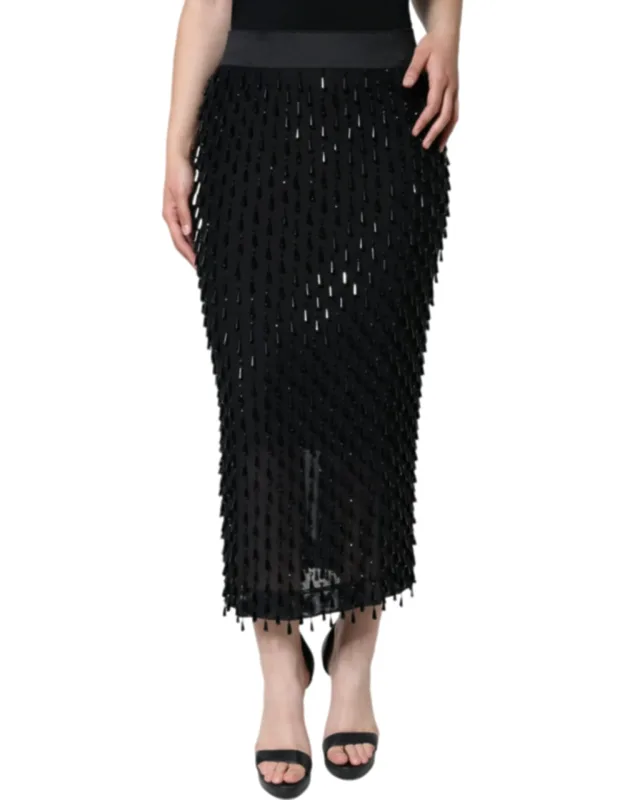 Embellished Pencil Cut Midi Skirt