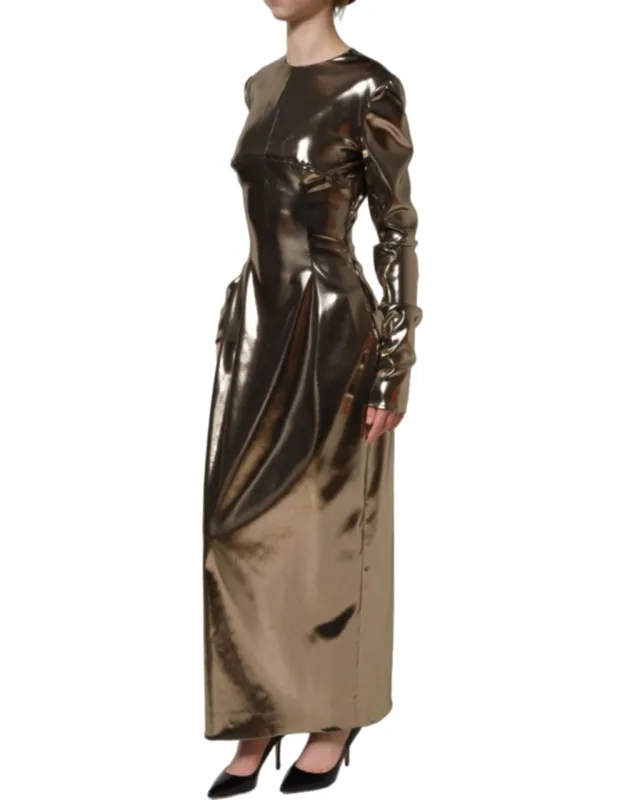 Metallic Gold Longsleeve Maxi Dress