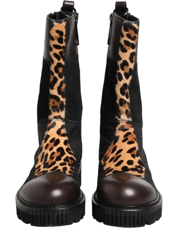 Multicolor Leopard Mid Calf Boots