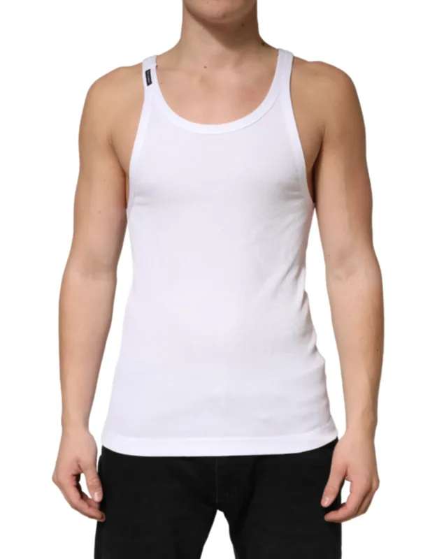 Ribbed Cotton Sleeveless Tank Top