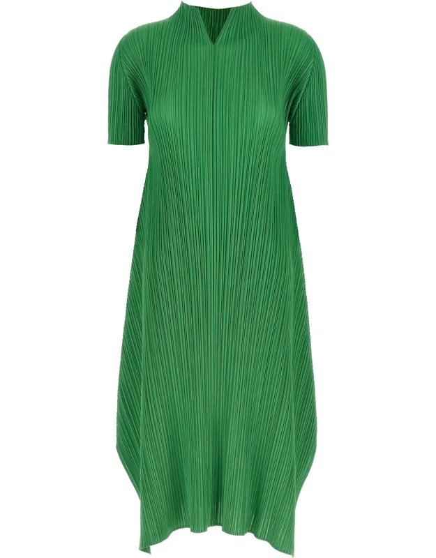 Bicolor Polyester Midi Dress