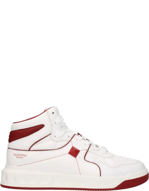 White Leather High Top Sneakers