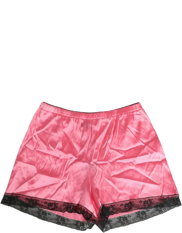Silk Satin Lace Trim Pajama Shorts