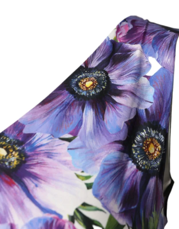 Anemone Print Pleated Midi Dress
