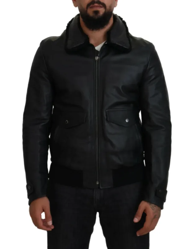 Lamb Leather Collared Coat