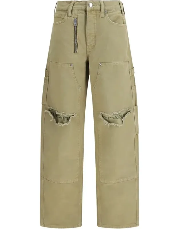 Bicolor Cotton Cargo Pants