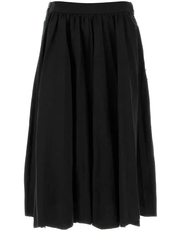 Two-tone Twill And Denim Skirt