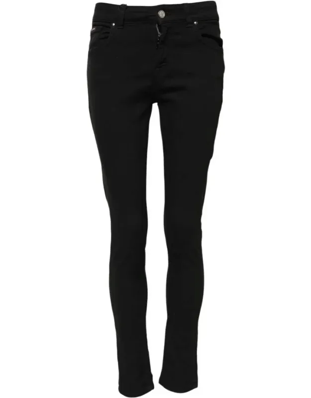 Black Cotton Skinny Jeans
