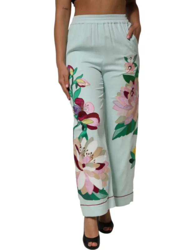 Floral Garterized Straight Pajama Pants