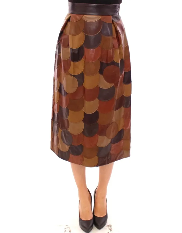 Patchwork Leather Straight Skirt