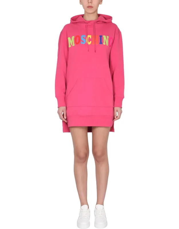 Dress With Multicolor Flocked Logo