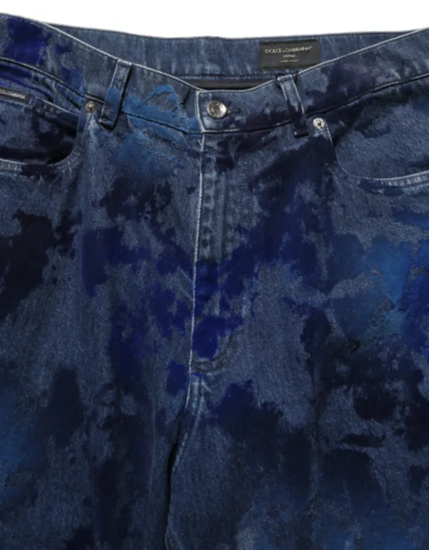 Tie Dye Cotton Straight Denim Jeans