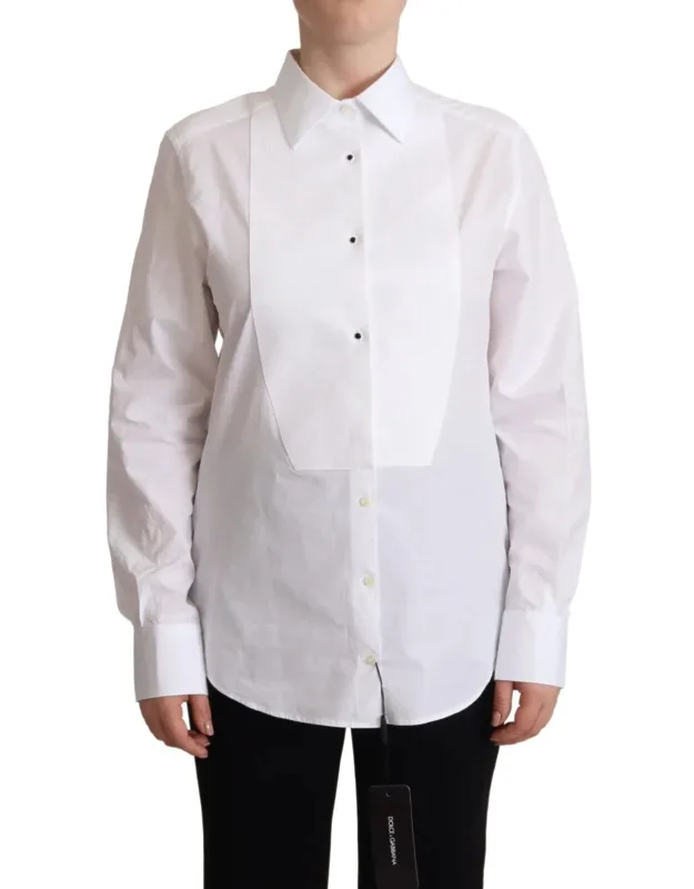 Cotton Dress Shirt With Collared Long Sleeves
