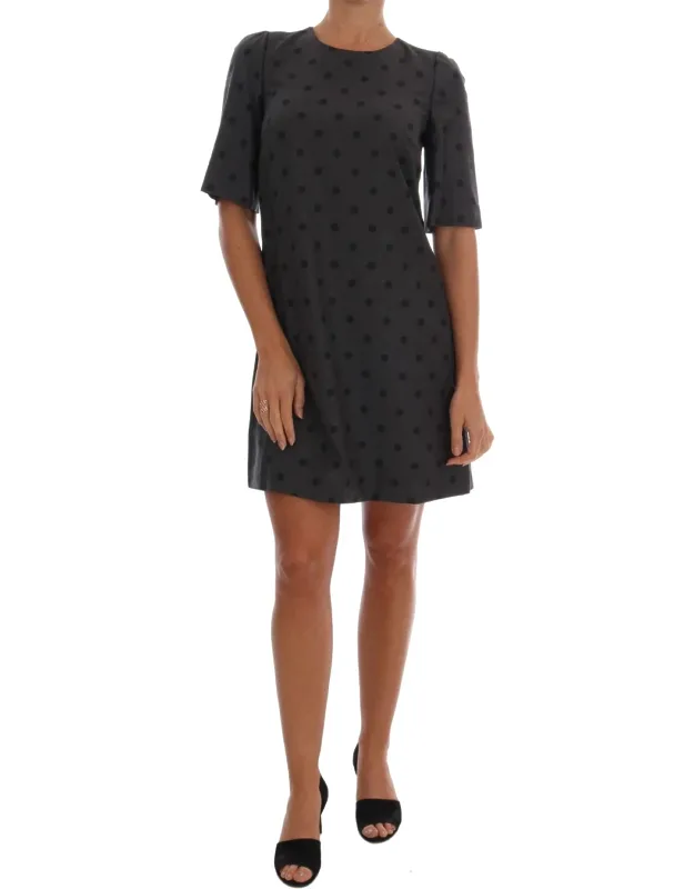 Polka Dotted Sheath Wool Dress