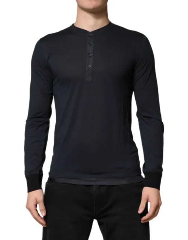 Cotton Henley Long Sleeve T-shirt