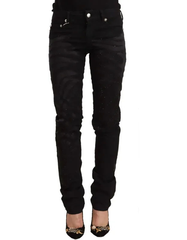 Mid Waist Embellished Skinny Jeans