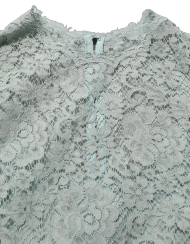 Mint Green Lace Sleeveless Knee Length Dress