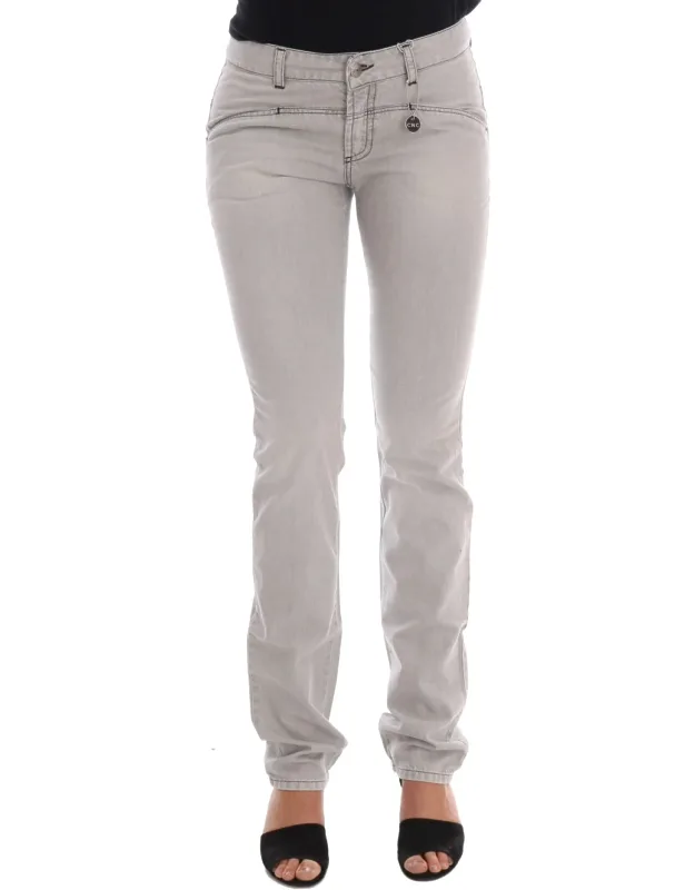 Gray Wash Cotton Slim Jeans