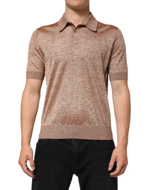 Silk Textured Short Sleeve Polo T-shirt